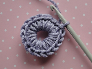 Round 2 finished with stitches worked over previous round.