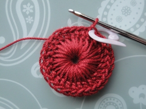 Slip stitch made at end of 3rd round. Slip stitch made at end of 3rd round.