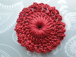 Bloom Lace Flower crocheted in dark red