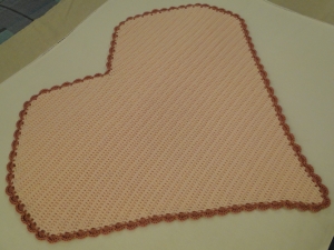 Side view of the crocheted blanket.