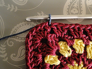 Joining in to the first corner stitch. Joining in to the first corner stitch.