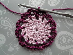 12 3 chain spaces around the center circle