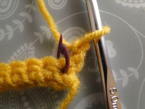 work turned to other side and stitch marker in first stitch work turned to other side and stitch marker in first stitch