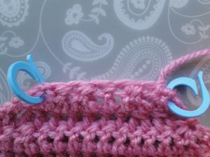 Two stitch markers in place Two stitch markers in place