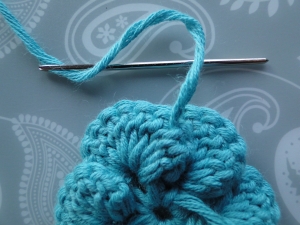 Weaving in to the back of the petal