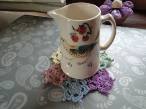 a pretty mat with jug on top