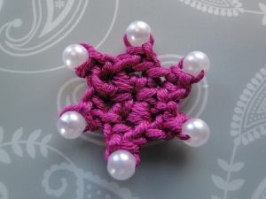 Crochet star with pearl bead picots