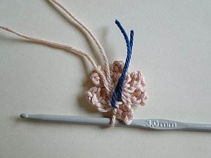 Dark blue thread to stitch mark joining point