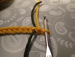 Preparing to work into 2nd chain from hook Preparing to work into 2nd chain from hook