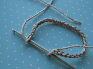 Hook into first slip stitch.