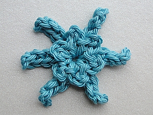 Blue starry flower with centered petals