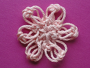 Solomon's knot petals worked round in a circle