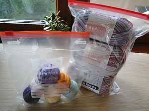 yarn in freezer bags