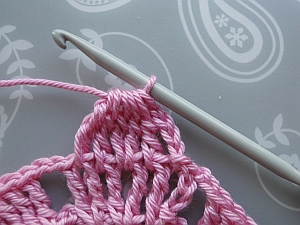First cluster of stitches worked together First cluster of stitches worked together